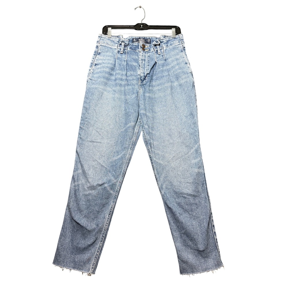 Hollister Curvy Ultra High-Rise Mom Jean Womens 7R W28 L27 Blue Pleated